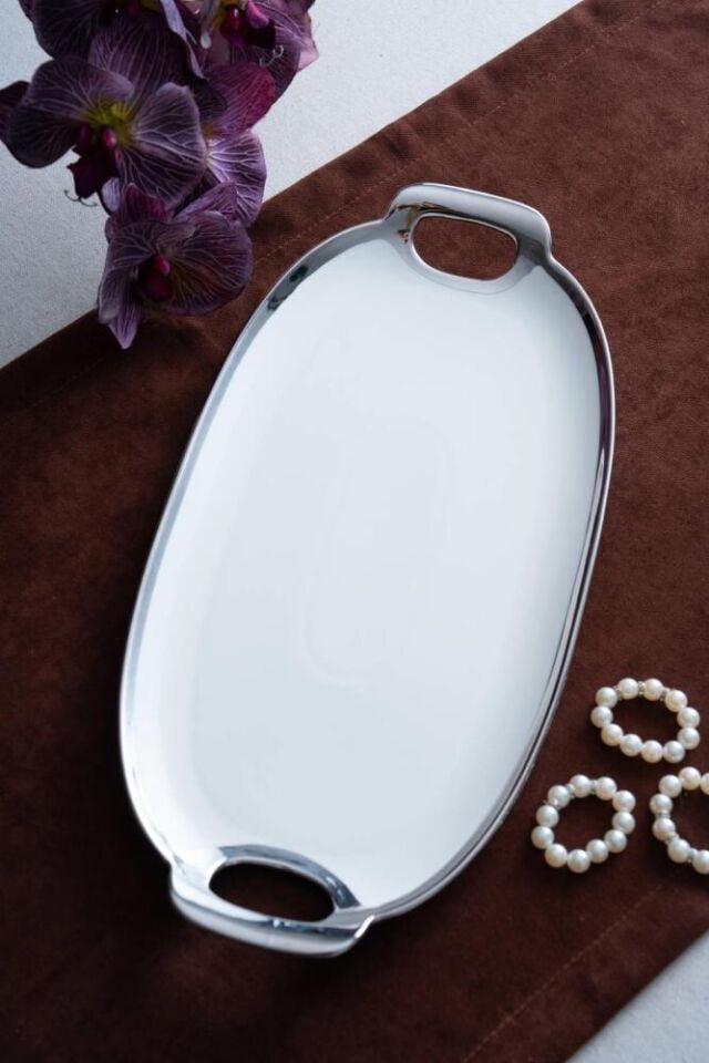 Arven Oval Silver Sunum Tepsisi - 41 cm