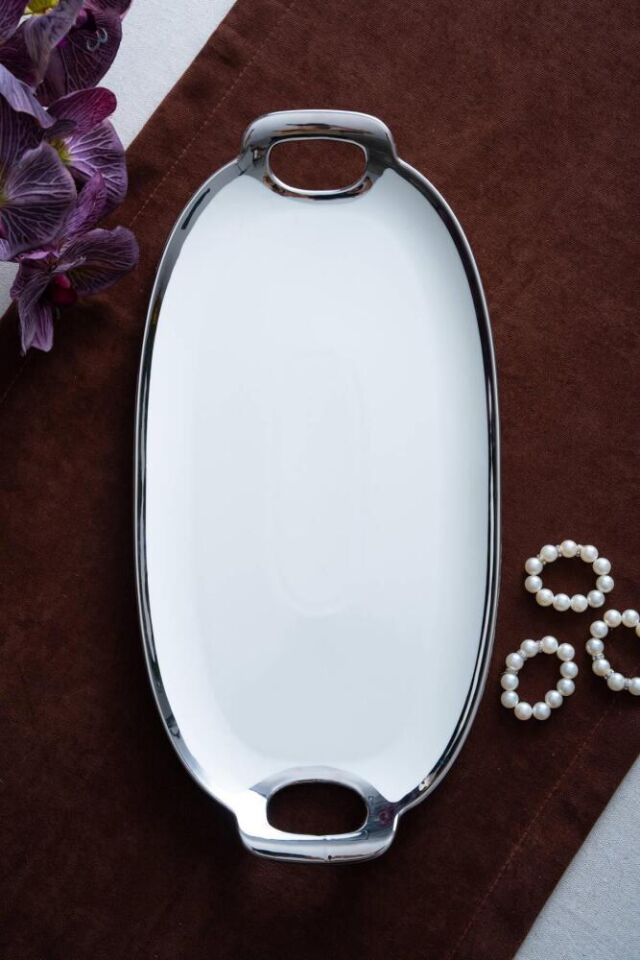 Arven Oval Silver Sunum Tepsisi - 41 cm