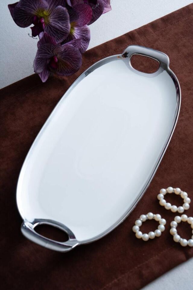 Arven Oval Silver Sunum Tepsisi - 41 cm