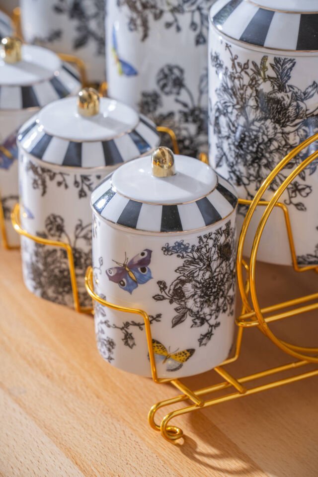 Misha 7 Parça Standlı Porselen Baharatlık Takımı