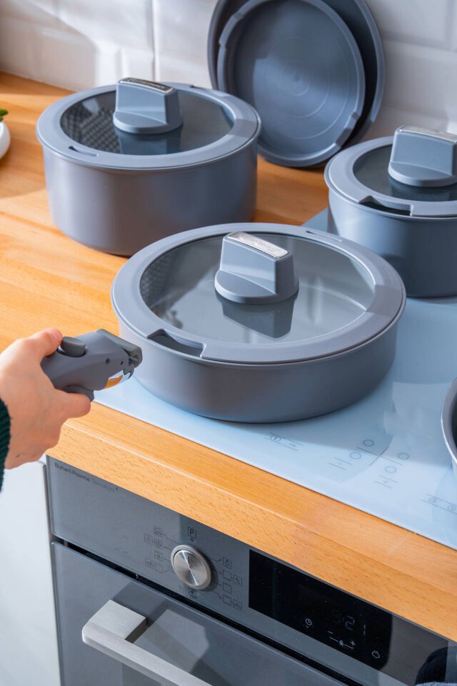 BioGrey 13 Parça İndüksiyon Uyumlu Tencere & Tava Seti