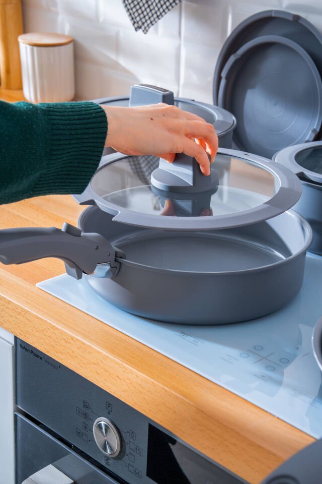 BioGrey 13 Parça İndüksiyon Uyumlu Tencere & Tava Seti