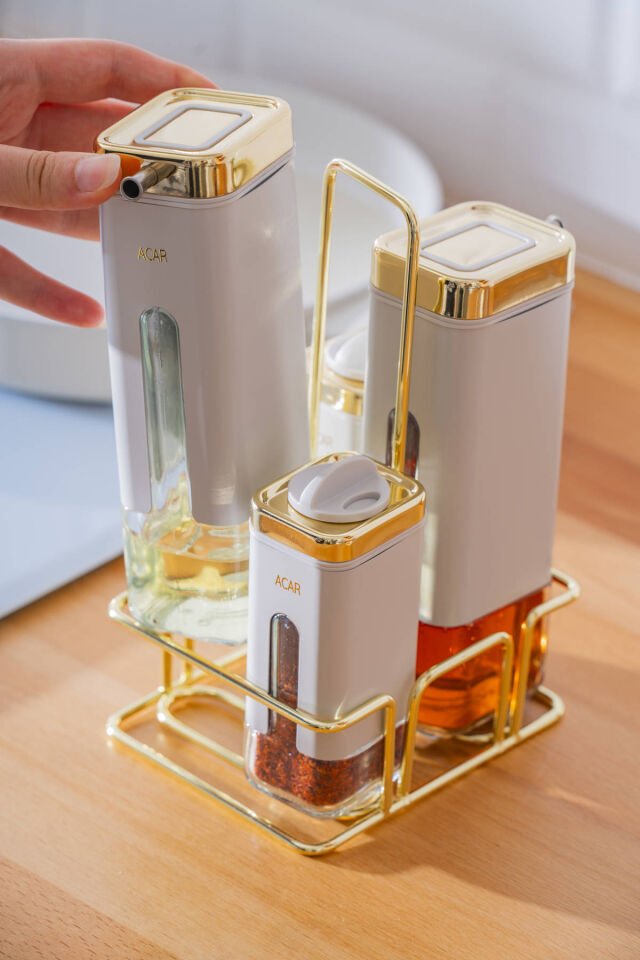 Mabel 5 Parça Cam Yağlık Sirkelik ve Baharat Takımı