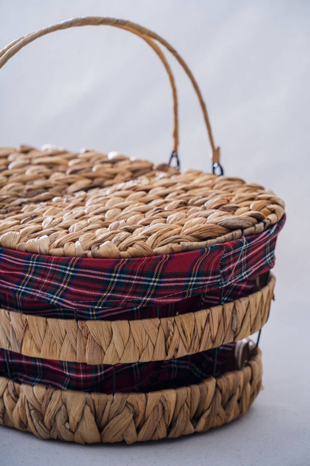 Rustika Nomia Hasır Kapaklı Piknik Sepeti - 39 cm