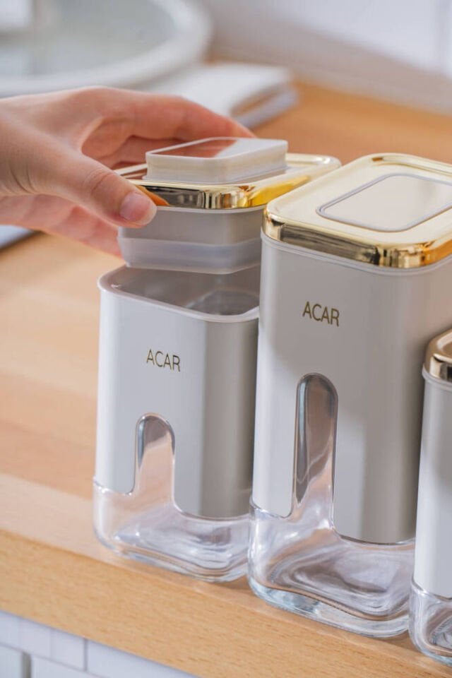 Mabel 3’lü Vakum Kapaklı Cam Baharatlık Takımı