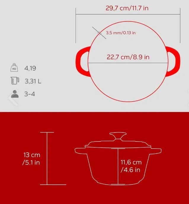 Lava Döküm Yuvarlak Tencere Döküm Demir Kapak Çap(Ø)22cm